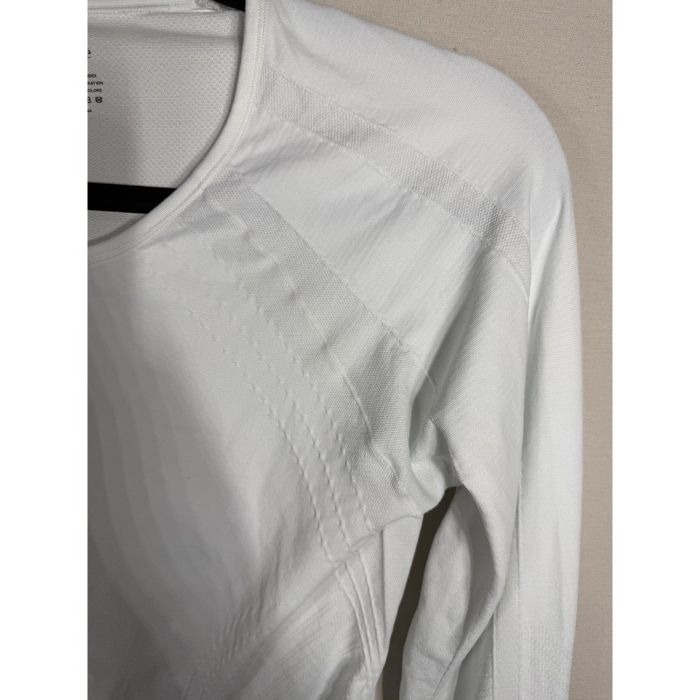 Quince Womens L White Long Sleeve Active Top Athletic Yoga Gym Stretch Shirt - Picture 5 of 8